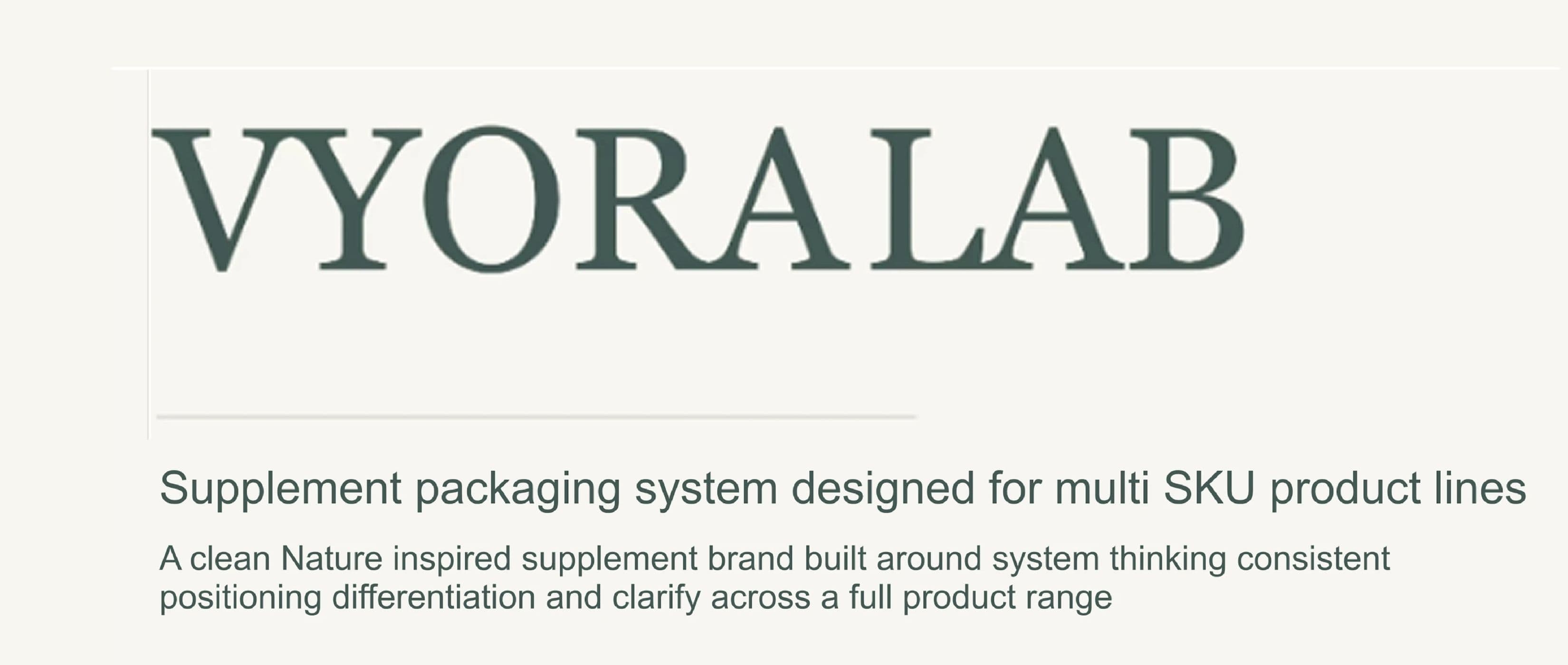 Vyora Lab — Supplement packaging system designed for multi-SKU product lines