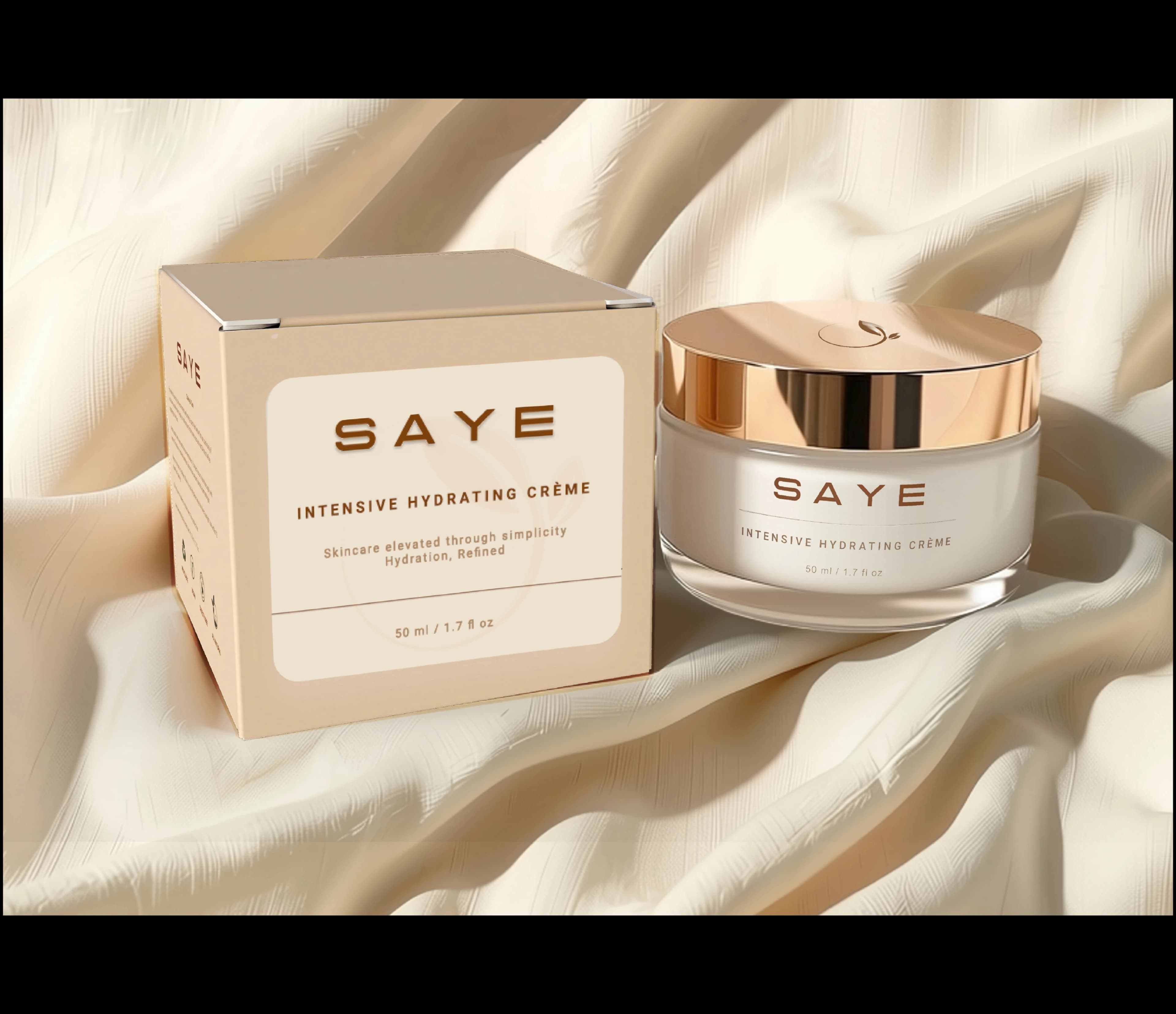 SAYE box and jar together on silk fabric